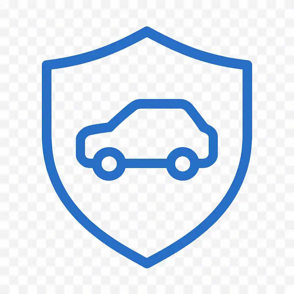 Ícone de escudo com veículo representando compra segura