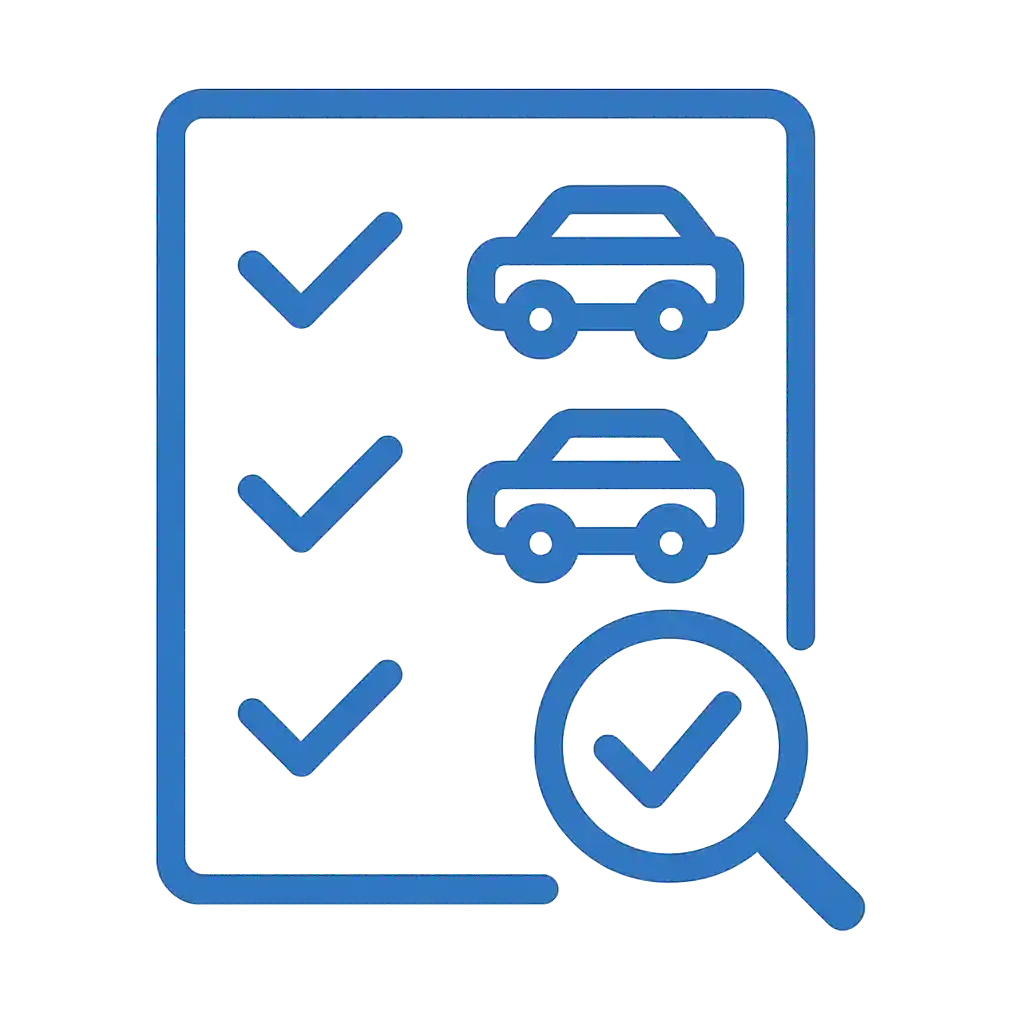 Ícone de relatório digital com verificações de consulta veicular