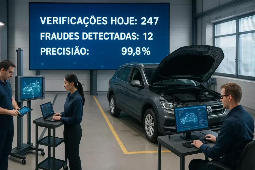 Centro de verificação veicular com equipamentos de IA e equipe técnica especializada