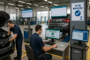 Centro de inspeção profissional com múltiplas estações de verificação de motores