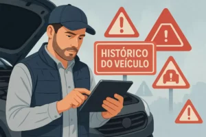 Consulta de leilão: profissional realizando verificação veicular